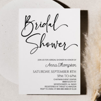 modern minimalist minimal simple bridal shower invitation