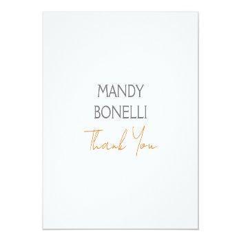 Modern Minimalist Plain Personalized Thank You Enclosure Card Front View