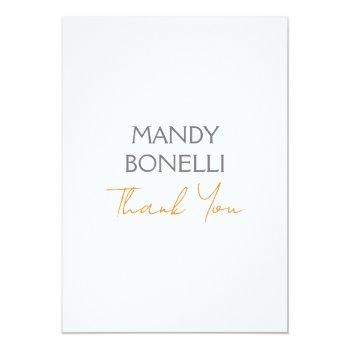 Modern Minimalist Plain Personalized Thank You Note Card Front View