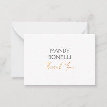 modern minimalist plain personalized thank you note card