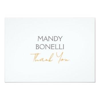 Modern Minimalist Plain Personalized Thank You Note Card Front View