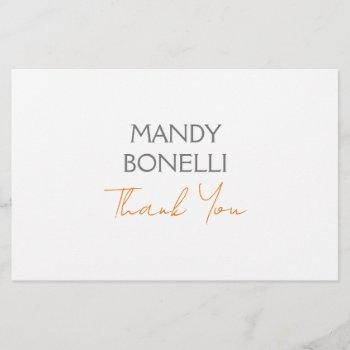 modern minimalist plain personalized thank you stationery