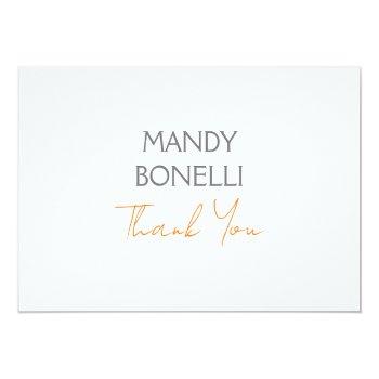 Modern Minimalist Plain Personalized Thank You Stationery Front View