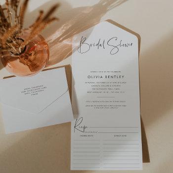 modern minimalist script bridal shower all in one invitation