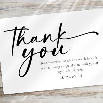 modern minimalist script bridal shower thank you card