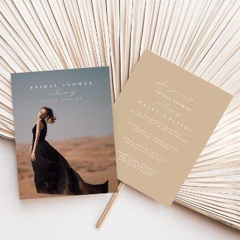 modern minimalist script photo chic bridal shower invitation