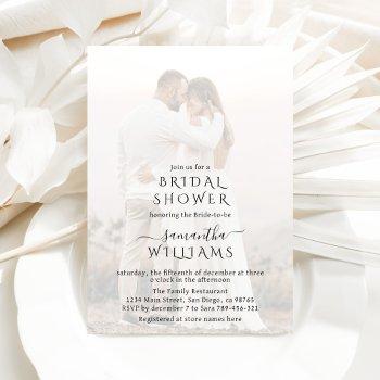 modern minimalist simple photo bridal shower invitation
