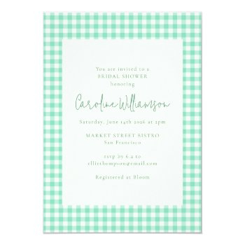 Modern Mint Green Gingham Plaid Front View