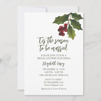 modern mistletoe bridal shower | christmas holly invitation