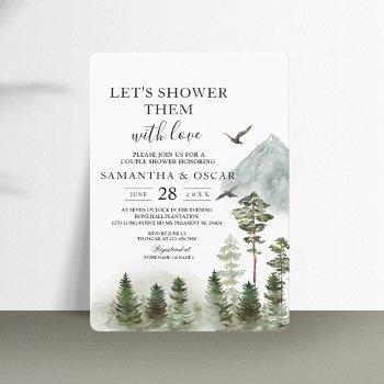 modern nature green forest | watercolor trees invitation