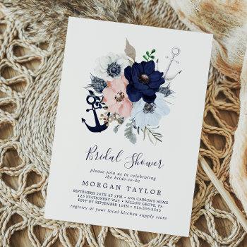 modern nautical | floral anchor bridal shower invitation