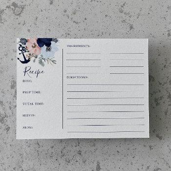 modern nautical floral anchor shower recipe cards