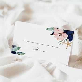 Modern Nautical | Floral Folded Wedding Place Card Front View