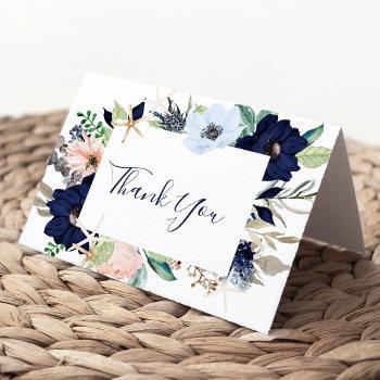 Modern Nautical | Floral Thank You Card Front View