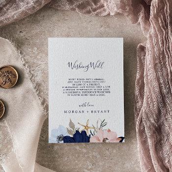 modern nautical floral wedding wishing well card