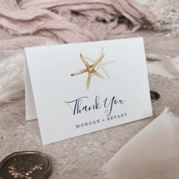 modern nautical | starfish folded wedding thank you card