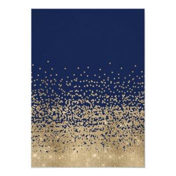 Modern Navy Gold Glitter Confetti Front View