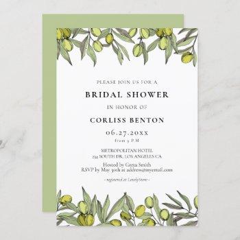 modern olive branch bridal shower invitation