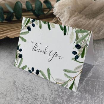 modern olive branch thank you card