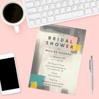 modern painting pastel bridal shower invitation