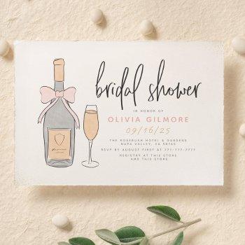 modern pink & gold champagne bubbly bridal shower invitation