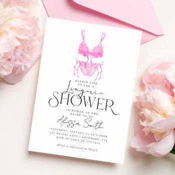 modern pink lingerie bridal shower invitation