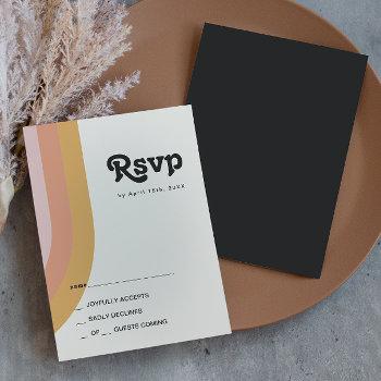 Modern Retro 70's Rainbow Dark Rsvp Card Front View