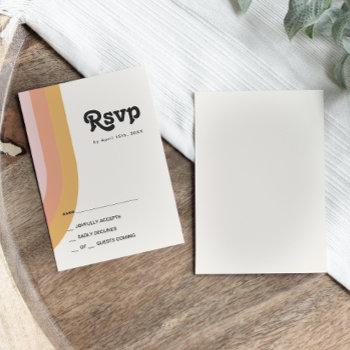 modern retro 70's rainbow rsvp card