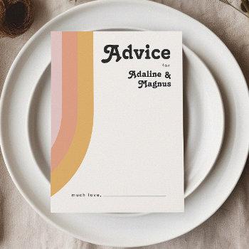 modern retro 70's rainbow wedding advice card