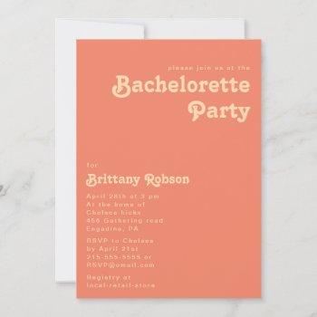 modern retro | coral bachelorette party invitation