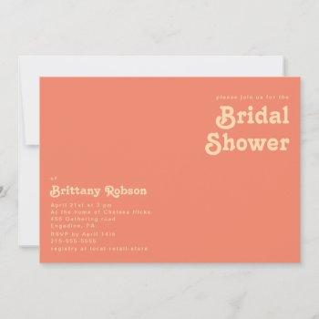 modern retro | coral horizontal bridal shower invitation