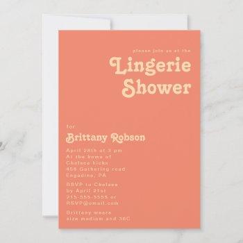 modern retro | coral lingerie shower invitation