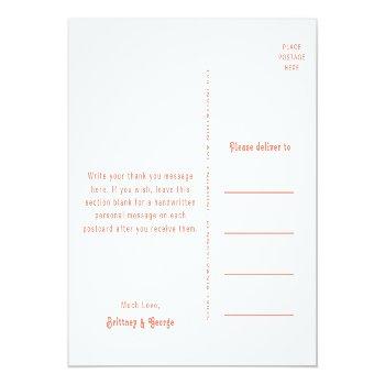 Modern Retro | Coral Wedding Thank You Postcard Front View