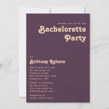 modern retro | dark purple bachelorette party invitation