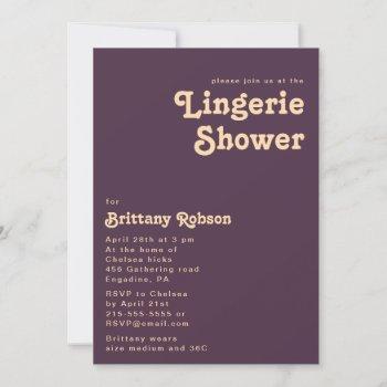 modern retro | dark purple lingerie shower invitation