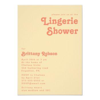 Modern Retro | Orange Cream Lingerie Shower Invitation Front View