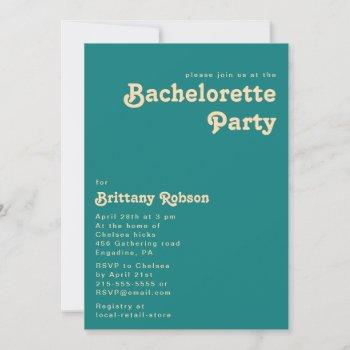 modern retro | teal bachelorette party invitation