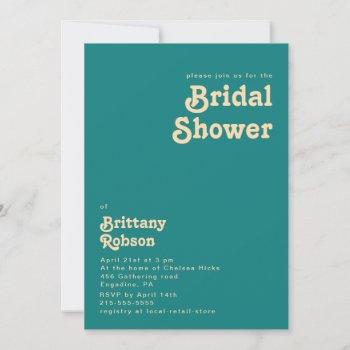 modern retro | teal bridal shower invitation