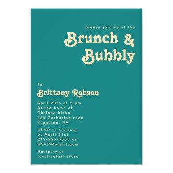 Modern Retro | Teal Brunch And Bubbly Invitation Front View