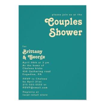 Modern Retro | Teal Couples Shower Invitation Front View