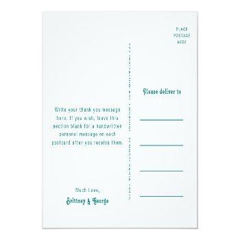 Modern Retro | Teal Wedding Thank You Postcard Front View
