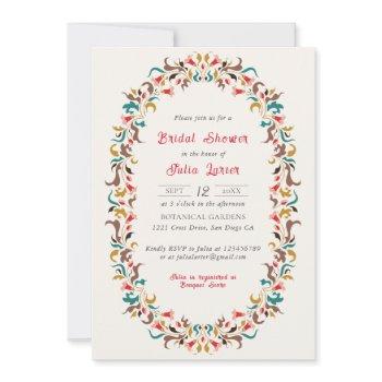 modern romantic elegant floralwreath bridal shower invitation