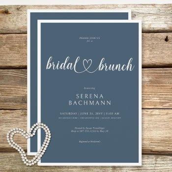 modern romantic minimal blue bridal brunch invitation