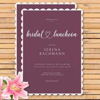 modern romantic minimal burgundy bridal luncheon invitation