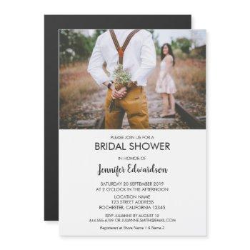 modern rustic elegant photo bridal shower magnetic invitation