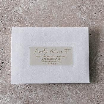 modern script | gold cream guest address labels
