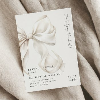 modern she's tying the knot bow bridal shower invitation