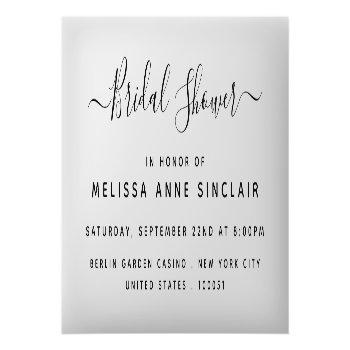 Modern Simple Script Bridal Shower Ticket Invite Front View