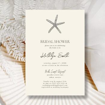 modern starfish beach ocean wedding bridal shower invitation