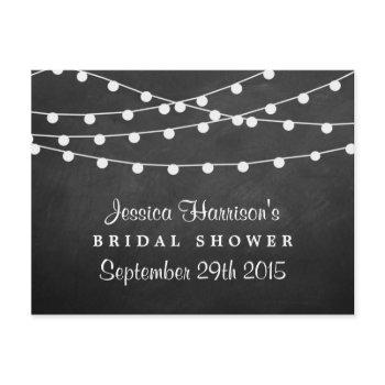 modern string lights on chalkboard bridal shower invitation postcard